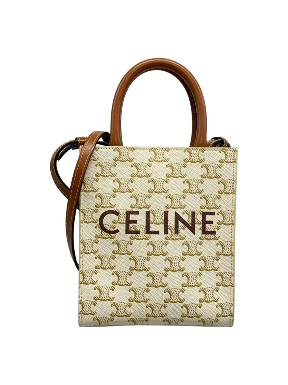 Celine Tote Mini Vertical Cover Ivory Brown